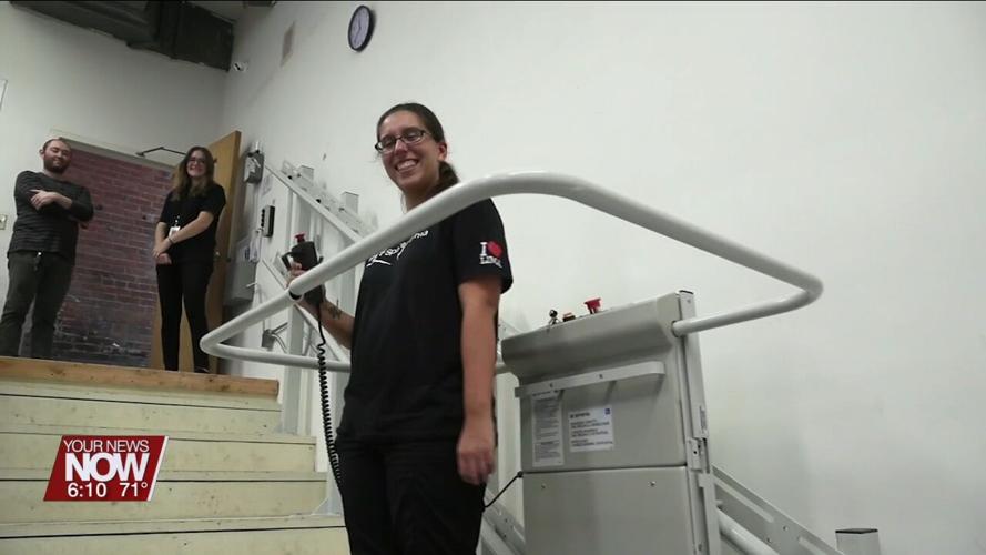 A new wheelchair lift at ArtSpace Lima will allow better access to lower level labs