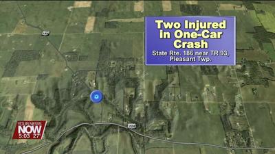 Single-vehicle crash in Hancock County sends two to the hospital