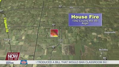 Allen and Hardin firefighters battle a house fire Wednesday night in Alger