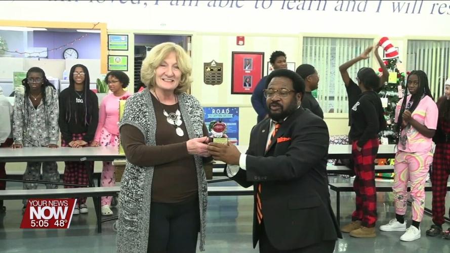 Nancy Junkins from Heir Force Community School named Lima Educator of the Year