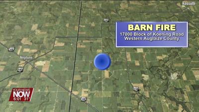 Multiple fire departments called to fight barn fire in Auglaize County Saturday morning