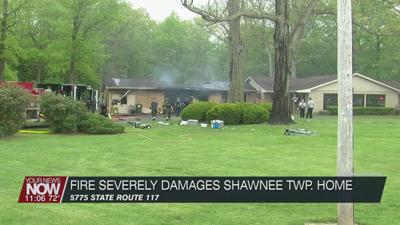 Shawnee Township fire department battle a house fire on Spencerville Road