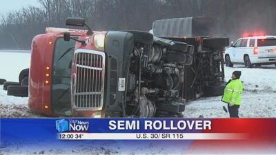 Semi rollover on U.S. 30
