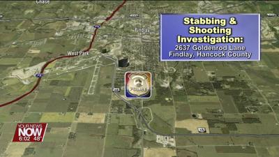 Findlay Police officers investigate a stabbing and shooting incident on Saturday morning