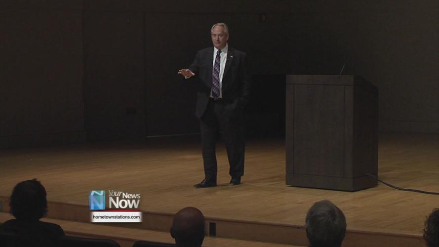 Keith Faber speaks to Bluffton students about checks and balances