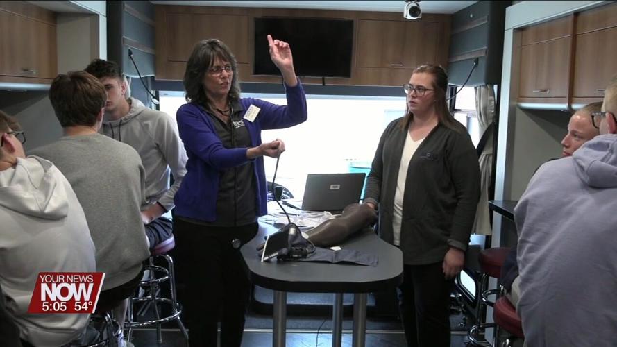 Ottawa-Glandorf students get hands-on with new blood pressure simulators thanks to Rhodes State Mobile Lab