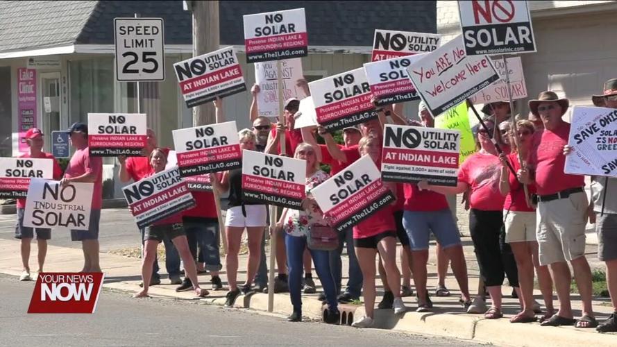 Indian Lake residents hold demonstration in front of Grange Solar office to protest solar farms