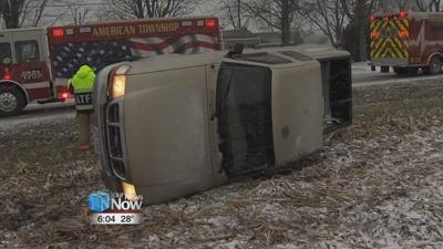 Pickup truck rollover on Diller Road