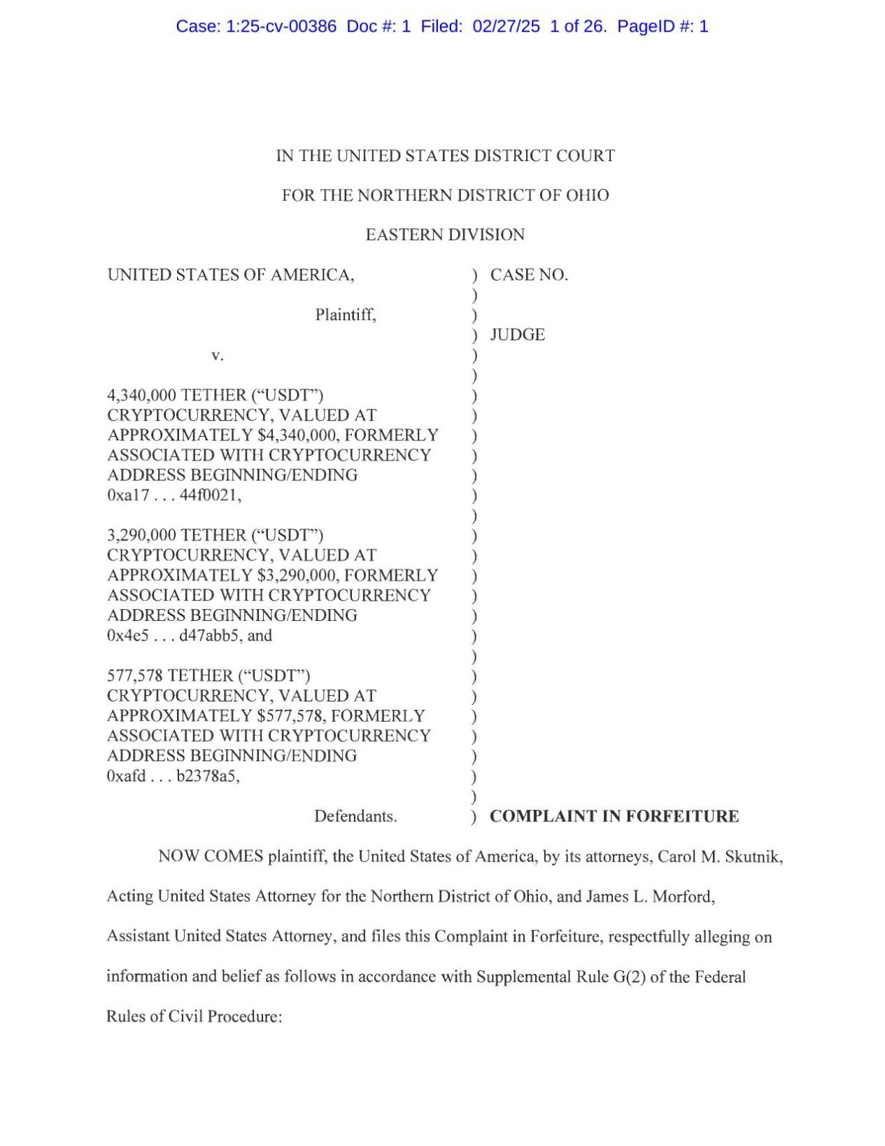Tether et al Complaint