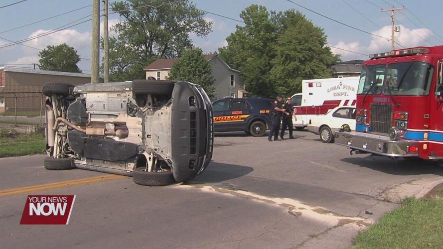 SUV rolls onto side after two-car crash in Lima