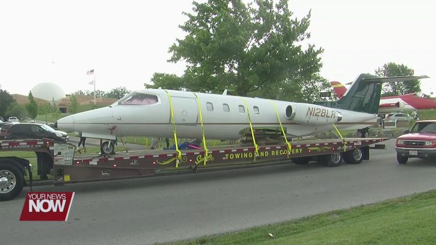 Armstrong's Learjet 28 makes its trip to the Armstrong Air and Space Museum