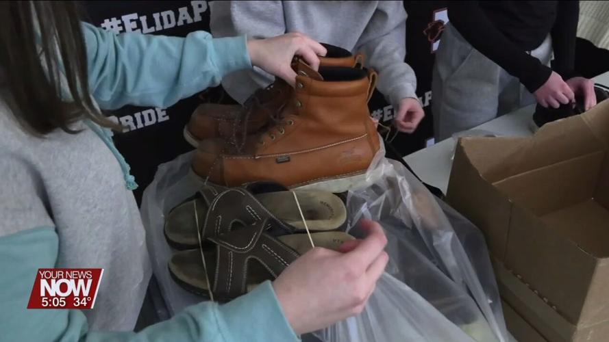 Class of 2026 at Elida High School holding a shoe drive fundraiser