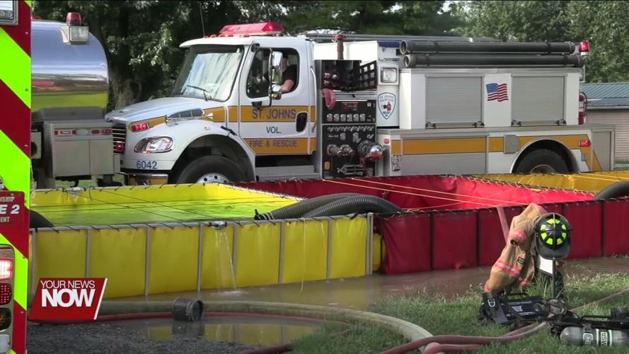 Fourteen departments battle overnight fire at recycling center near Cridersville