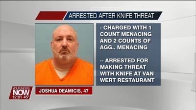 Forest man faces menacing charges after allegedly threatening people with a knife at Van Wert restaurant