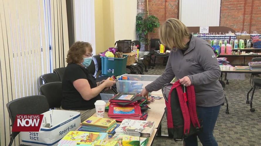 Backpacks filled with multiple items to be given to children entering foster care