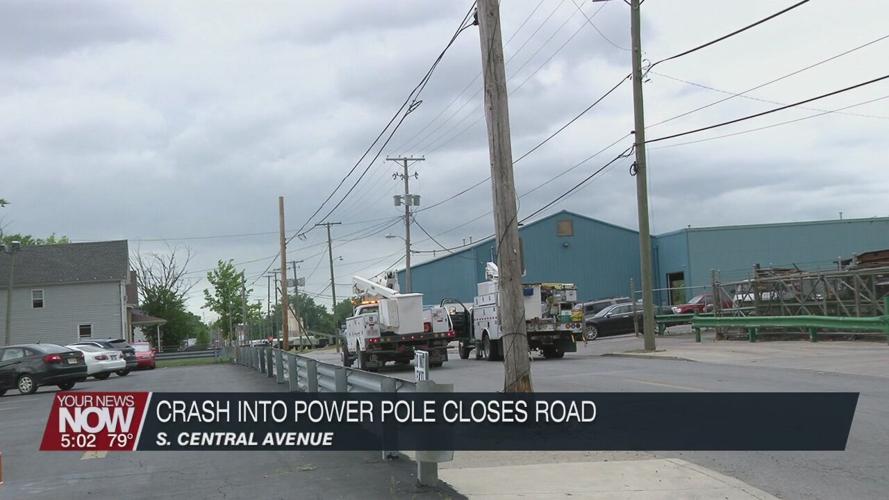 Driver crashes into power pole forcing road closure