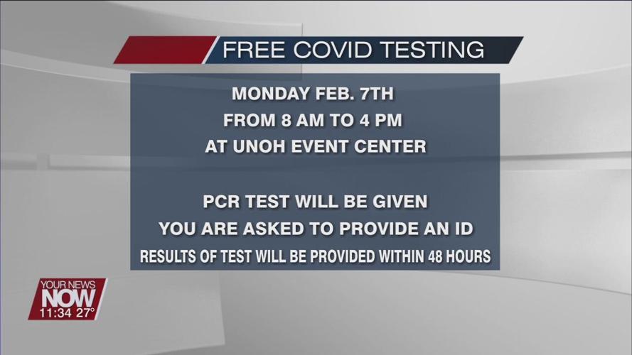 Free COVID testing offered at UNOH Event Center on Feb. 7th