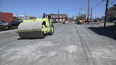 Construction progresses on Central Avenue in Downtown Lima