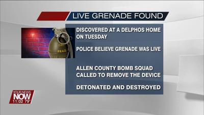 Woman finds live grenade cleaning out her parents' former home in Delphos
