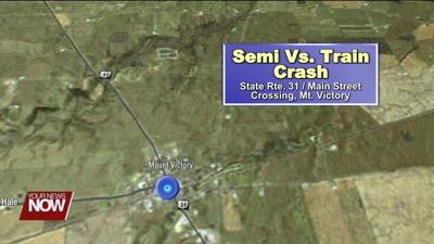 No one seriously injured after semi vs train crash in Mount Victory