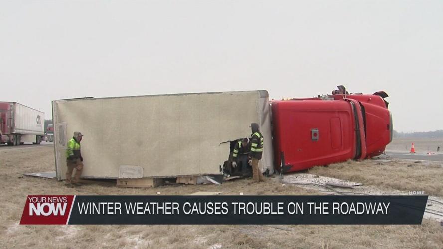Winter weather causes trouble on the roadways Monday
