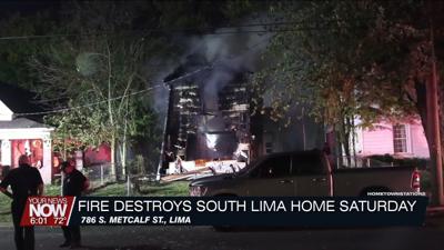 An explosion heard before fire destroys a south Lima house Saturday night