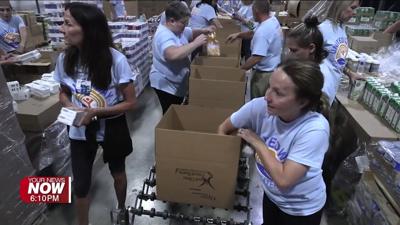 Lima City Schools students make a donation to the West Ohio Food Bank