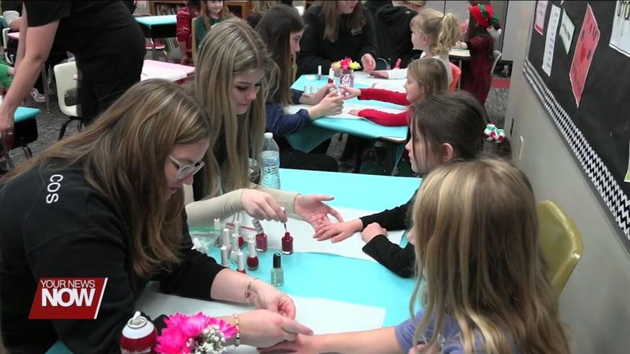 Young ladies at Shawnee Elmwood get a spa day with Apollo cosmetology students