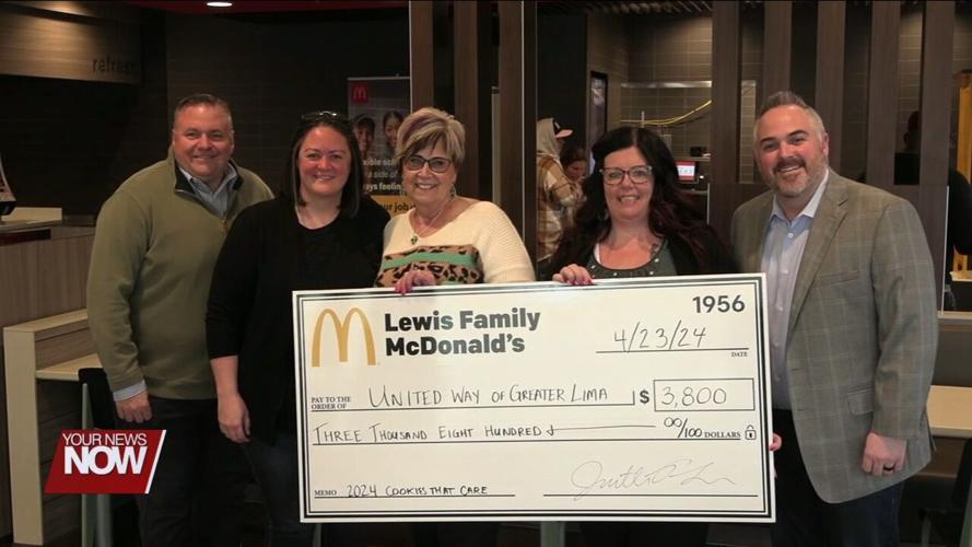 Lewis Family McDonald's donates $3,800 to United Way of Greater Lima through cookie fundraiser