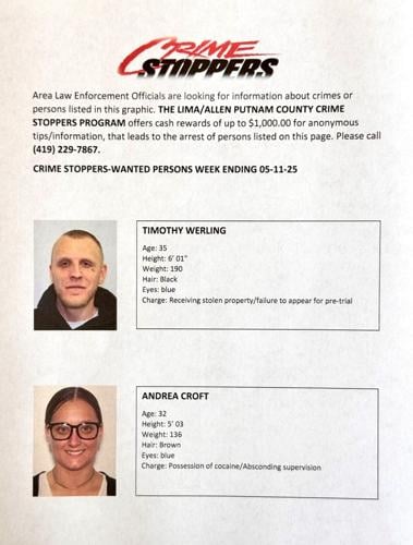 Lima/Allen-Putnam County Crime Stoppers Wanted Persons of the Week - May 5, 2025