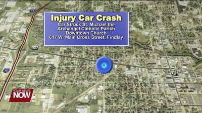 62-year-old man injured after his vehicle crashes into a downtown Findlay church