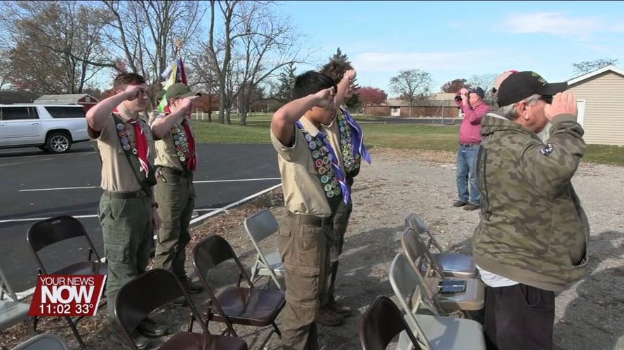 Boy Scout organizes flag retirement ceremony for community service project towards Eagle Scout rank
