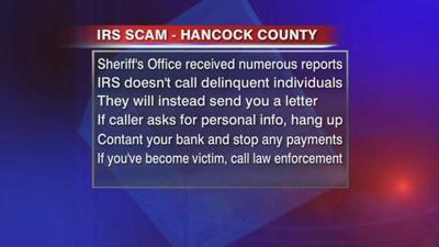 Hancock County Sheriff warns of IRS Scam