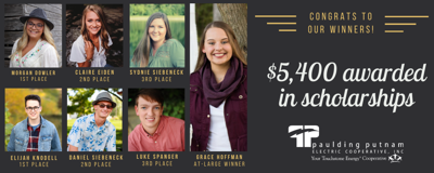 Paulding Putnam Electric awards $5,400 in scholarships to 7 local seniors