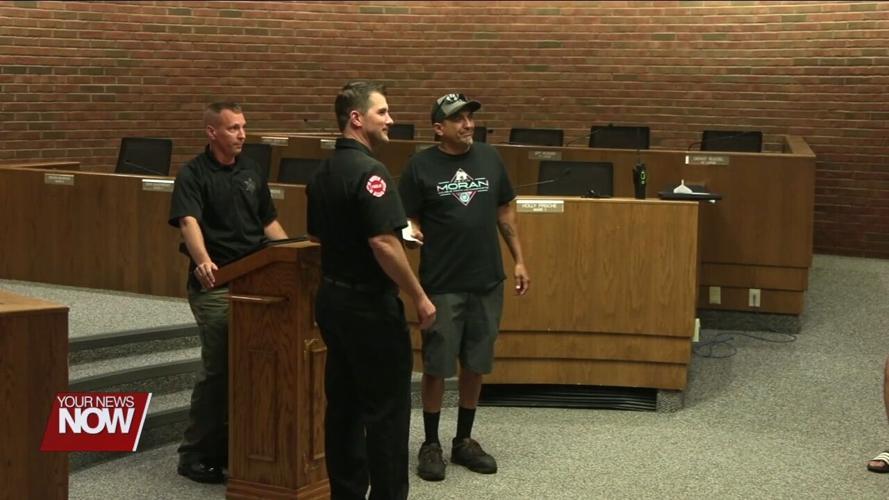 Two Findlay residents get thanks and checks for helping crack 2022 arson case