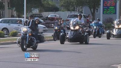Over 100 motorcyclists escort the Chained Eagles Traveling Wall