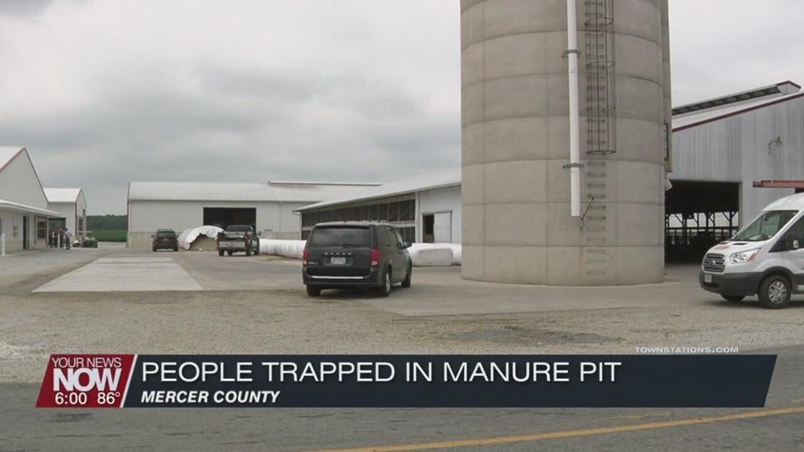 Three hospitalized after becoming trapped in manure pit
