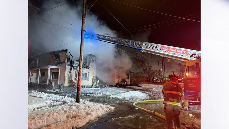 Cold temperatures make work harder for Lima firefighters tackling blaze on Weadock Avenue