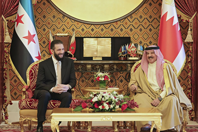 Bahrain's King Hamad bin Isa Al Khalifa meets Syrian President Ahmad al-Sharaa