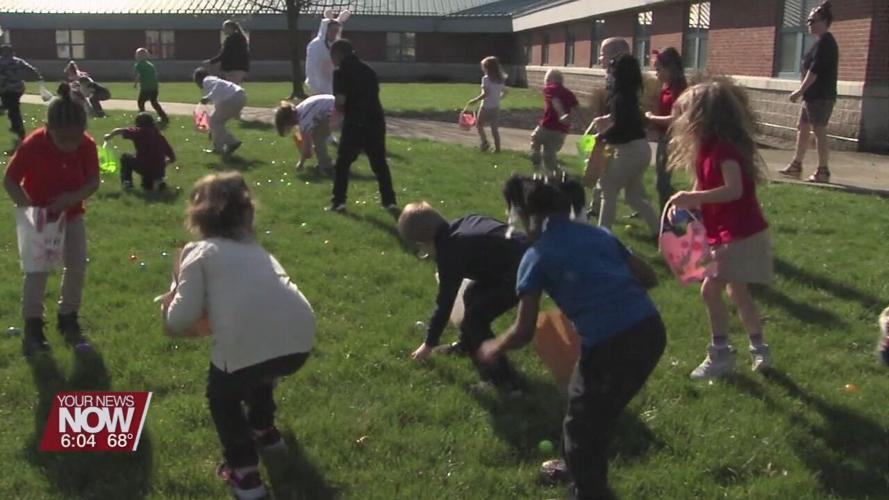 Students at Freedom Elementary have an "EGG"cellent time hunting eggs on Tuesday