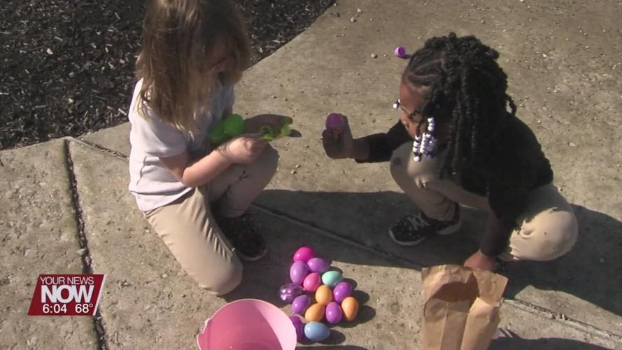 Students at Freedom Elementary have an "EGG"cellent time hunting eggs on Tuesday