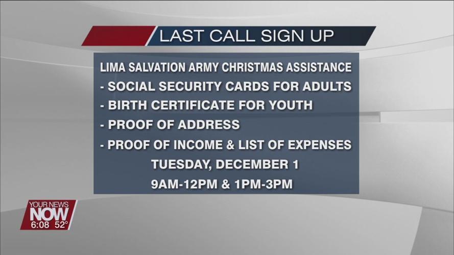 Lima Salvation Army Holding one last Christmas Assistance sign-up