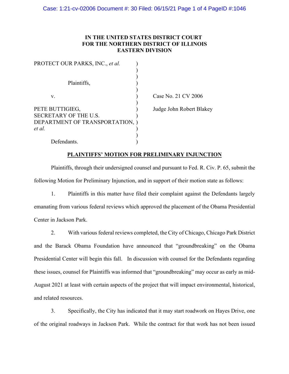 Motion for preliminary injunction