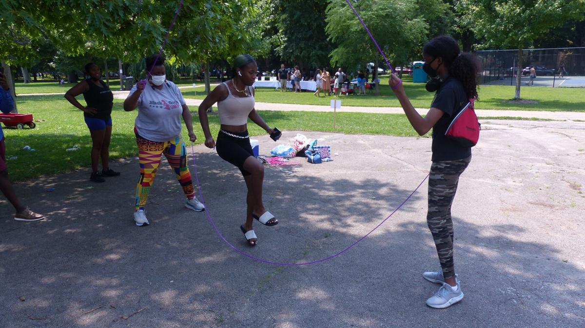Showing off their double dutch skills