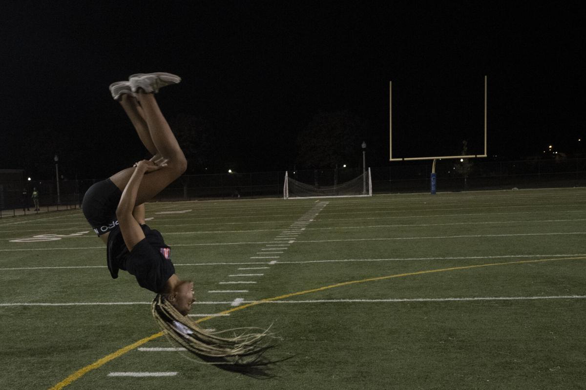 A triumphant backflip
