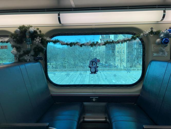 Holiday CTA bus and Metra train running through the neighborhood this