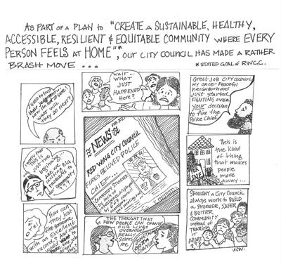 Editorial cartoon Anne Wilder, Red Wing council and police chief