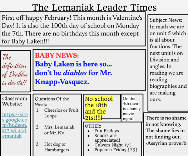 February Lemaniak Leader Times
