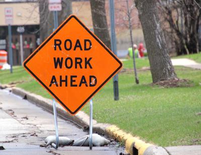 Road work ahead sign, file photo