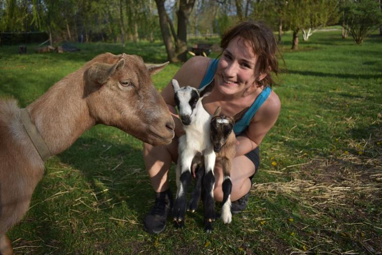 Kelsey and the goats